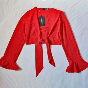 Pretty Little Thing tie front crop top